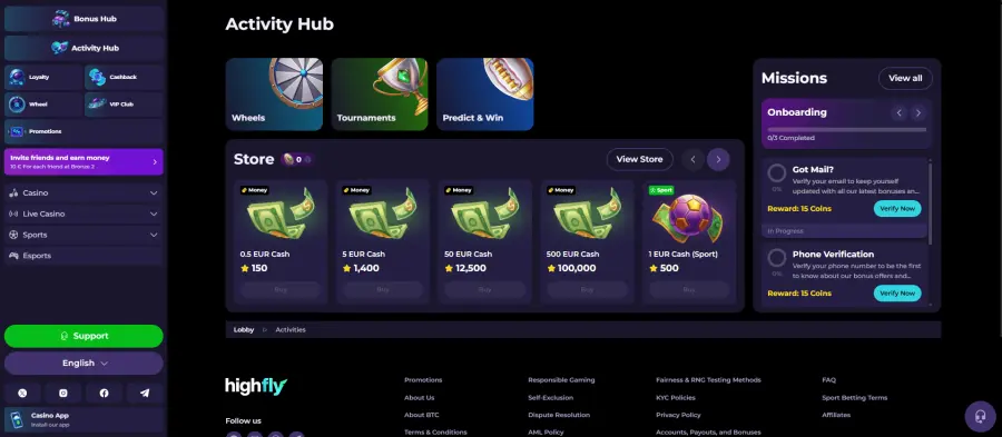 Highflybet bonus